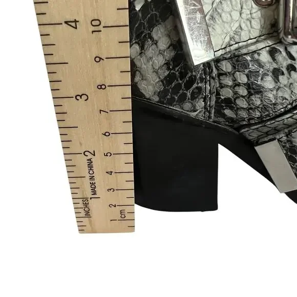 Jeffrey Campbell Caceres Buckle Snake Embossed Ankle Boots Size 6.5 - Picture 14 of 15